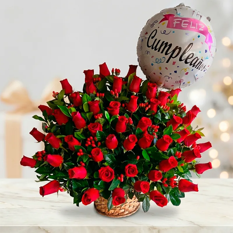 Canasta de Rosas Rojas